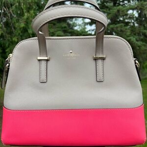 Kate Spade Gray and Pink Satchel with Structured Design